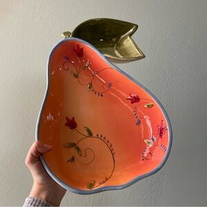 Bountiful Elements | Pear Shape Chip & Dip Serving Ceramic Bowl